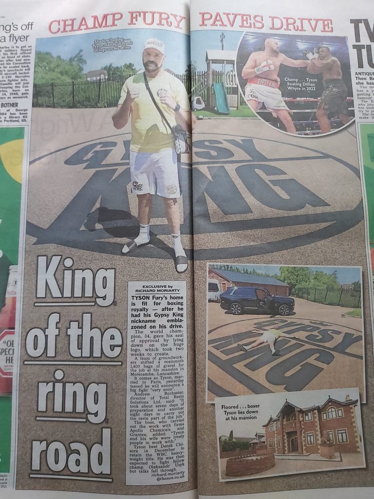 Tyson Fury job featured in the national press