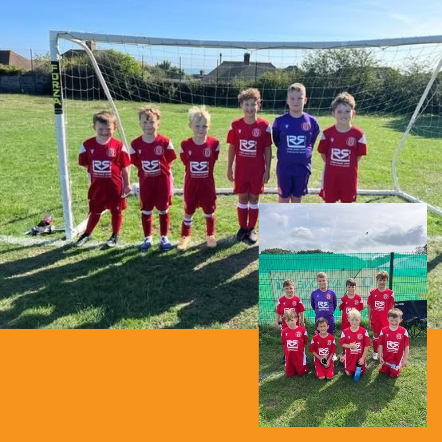 Hastings football club children with their Long Rake Spar Sponsored football shirts on